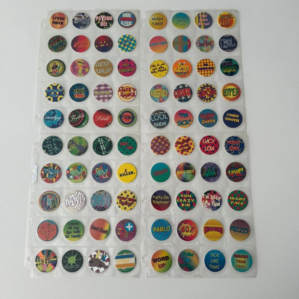 Vintage‎ 90s Pogs Milk Cap Collection Lot 80pc Slang Phrases 1994 1995 Nostalgia
